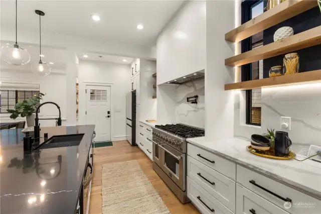 Kitchen looking towards the beautiful back door.