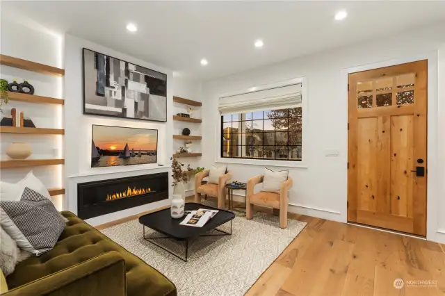 Main Floor living area with extra tall  entry door.