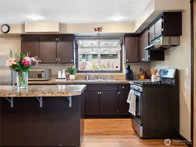 The kitchen is warm and inviting.