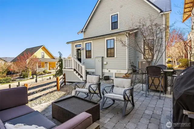 Back patio is perfect for s'mores under the stars or sunset dinners