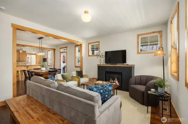 Cozy living room with gas fireplace