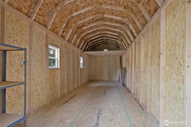 Inside the storage shed which also has a loft area for more storage!