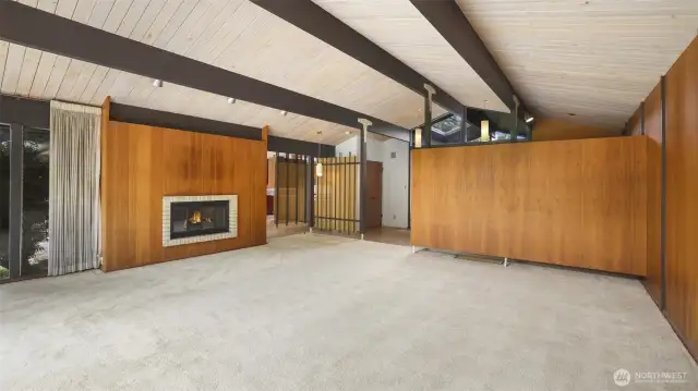 Wood detailing add warmth to the space.