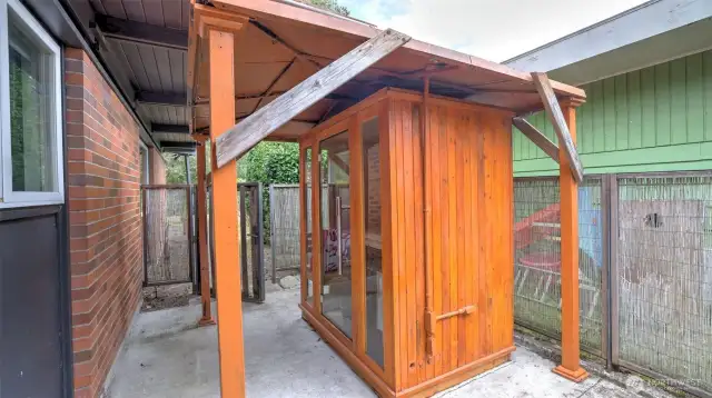 Personal sauna located on the side of the house.