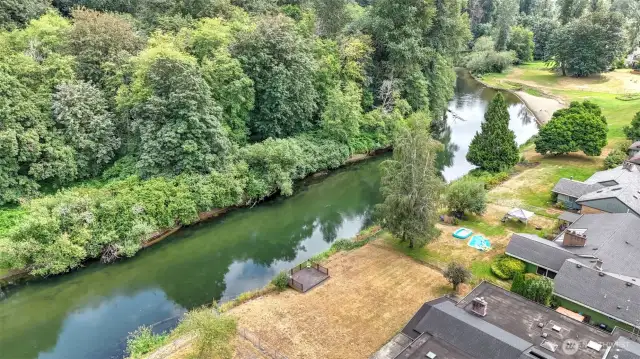 View of the river, just beyond the deck.