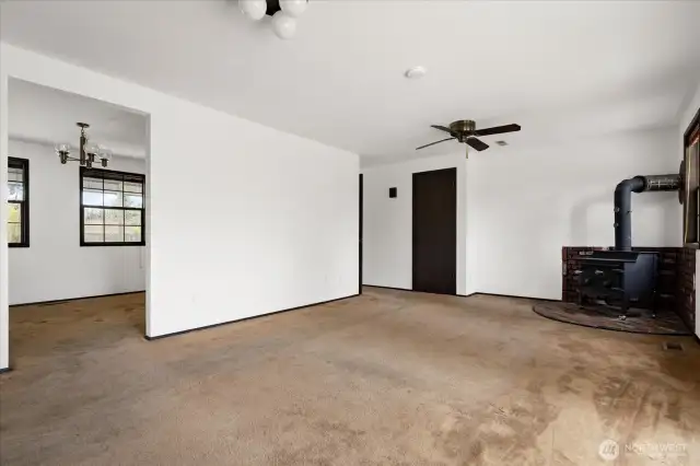 living connects to dining