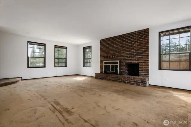 great room with fireplace