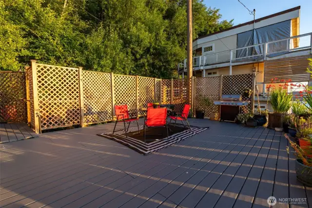 Large entertainment size deck is ready to host waterside BBQ's with friends and family.