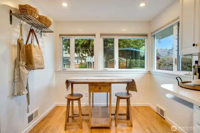 Eat-in nook overlooking your private backyard.