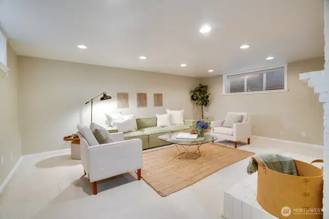 2nd living room with canned lighting.