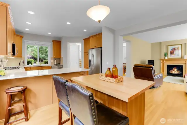 A window in the kitchen overlooks the front of the home where you can watch all the comings and goings outdoors.