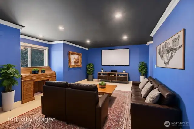 Theater room wired for speakers.
