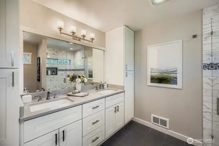 His and hers double sink vanity.