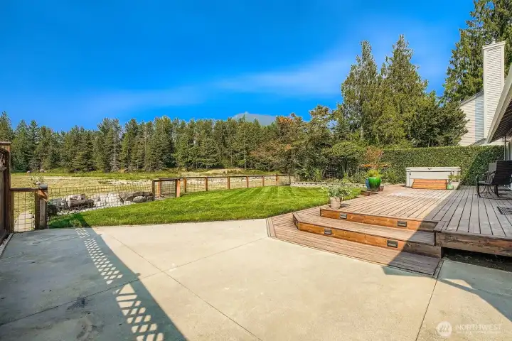 The 14'x19' patio and a 15'x38' deck are awesome for enjoying the day.