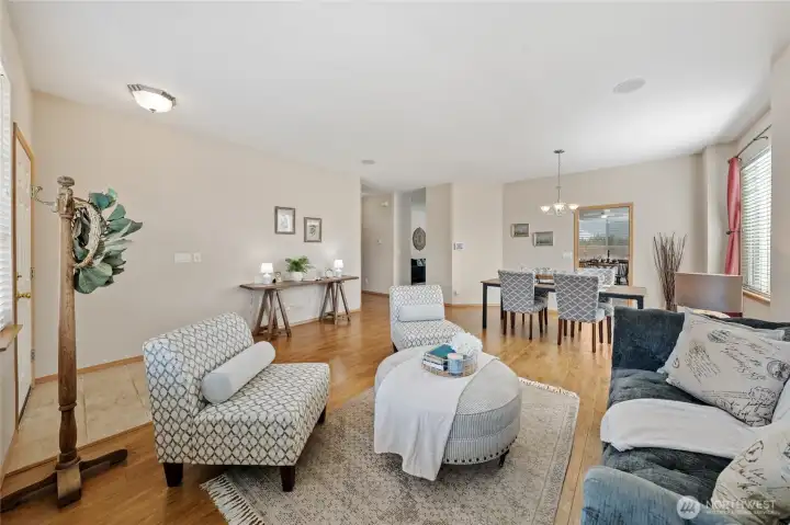 Formal living and dining area flows to the kitchen and 2nd living area.