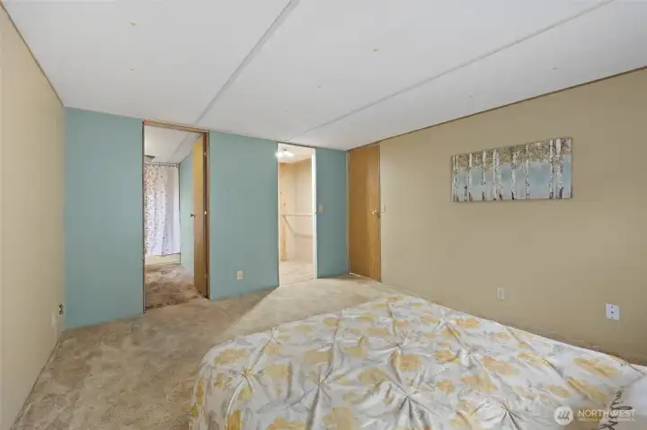 Ensuite could use updating- walk in shower on the other end of the home. Walk-in Closet.