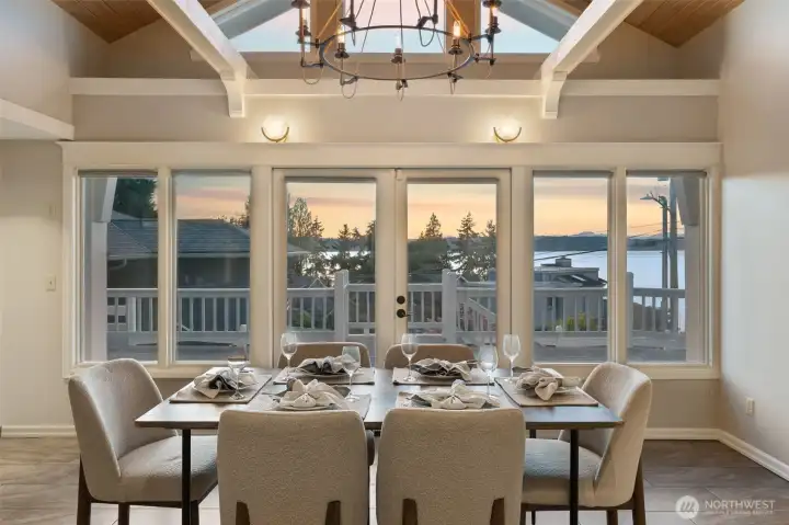 Dining area with sound views