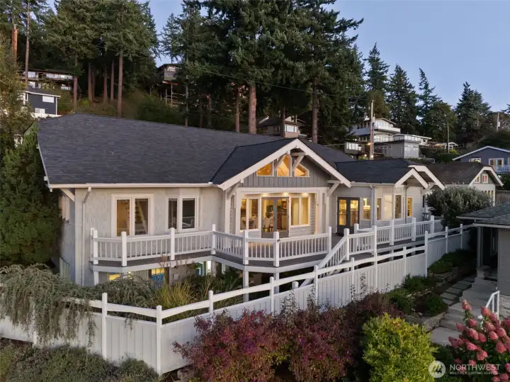 West facing side of the home large deck.