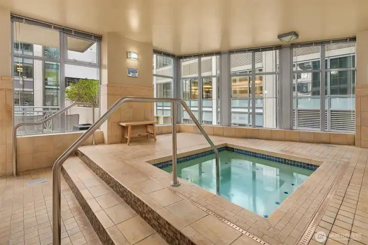 Indoor hot tub on 9th floor