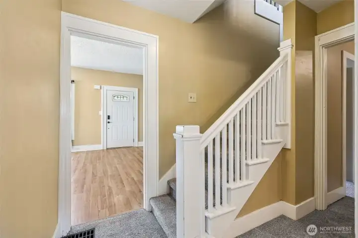 The hallway in Unit A makes moving from room to room a breeze. From the living room, it loops past the laundry room and full bathroom, then flows right into the den. This smooth layout ensures you’re never far from what you need, creating a comfortable, connected space throughout the home.