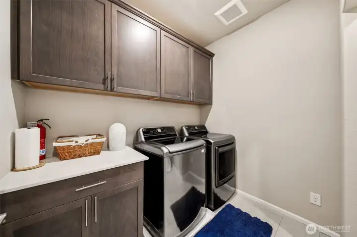 Laundry with cabinets