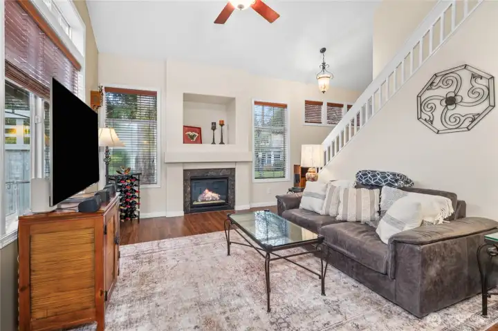 Enjoy your cozt gas fireplace on cool PNW evenings.