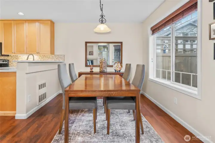Dining space off kitchen and living room.