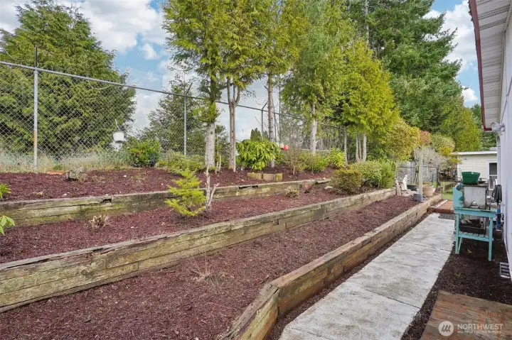 Terraced back yard garden space