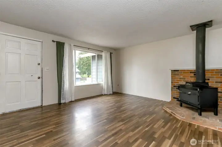 Living room with woodstove