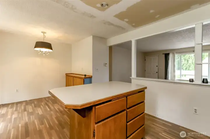 From kitchen looking into dining room