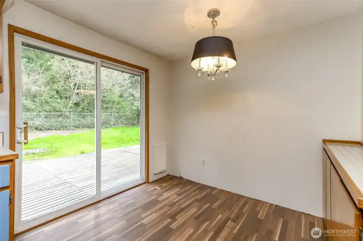 Patio door from dining room leads to back yard