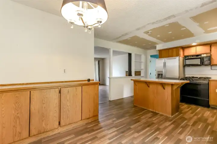 Dining room and kitchen