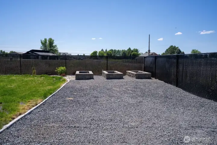Garden beds with irrigation nearby