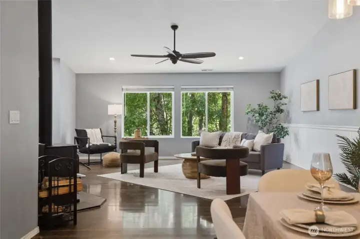 Dining room looking into family room