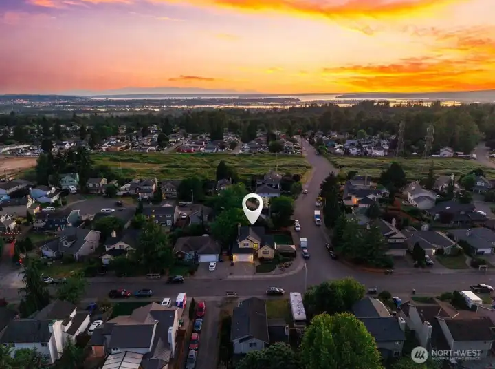 Looking west to Puget sound and Everett. Summer sunsets are spectacular.