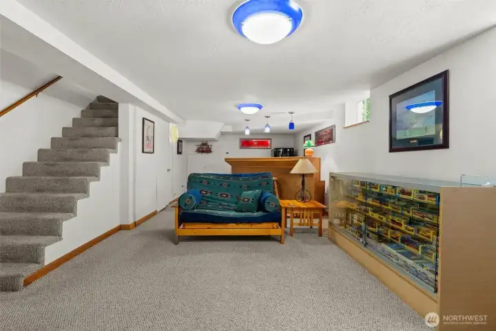 Venture downstairs to the partially finished basement! Venture downstairs to the partially finished basement!