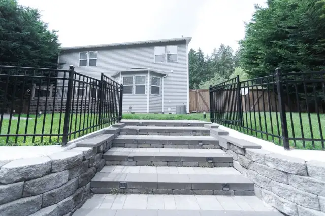 steps leading down to the incredible patio