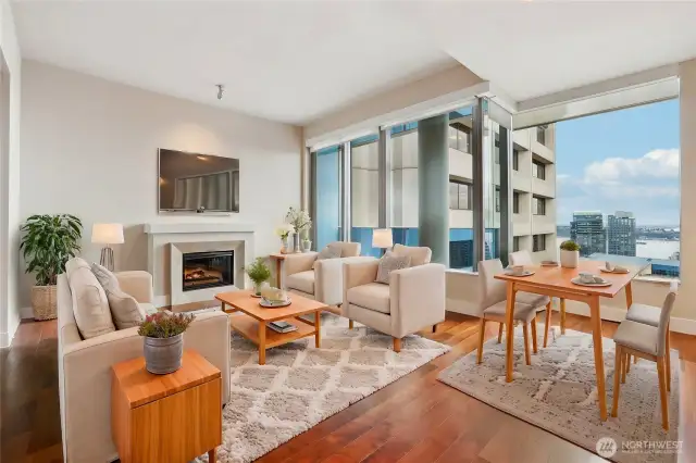Living & dining space Virtually staged.