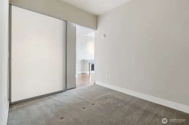 Bedroom view from closet.