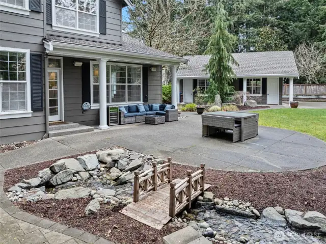 Recently extended patio, peaceful water feature add the the ambiance