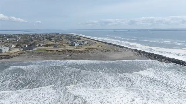 THE CONDO IS IN THE BACKGROUNS SHOWING THE JETTY PARK AND THE PACIFIC OCEAN!