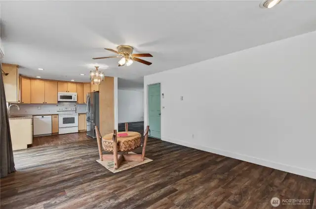 Dining Room , Family Room Looking to Kitchen