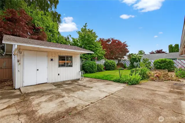 Back Yard and Patio , yard shed