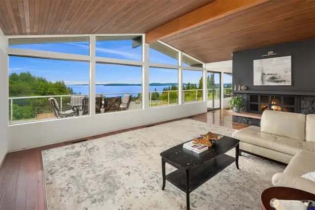 Panoramic Northwestern views of the Puget Sound & Whidbey Island.