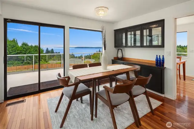 Formal dining area with built-in buffet & cabinetry.