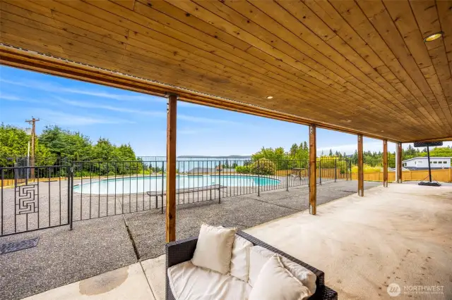 Covered patio for year-round entertaining.