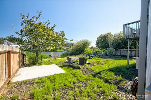 The back yard has privacy fencing from the neighbors, hot tub pads ready and disconnects on the house.  It would not take much effort to make an upgrade for each of the two units.
