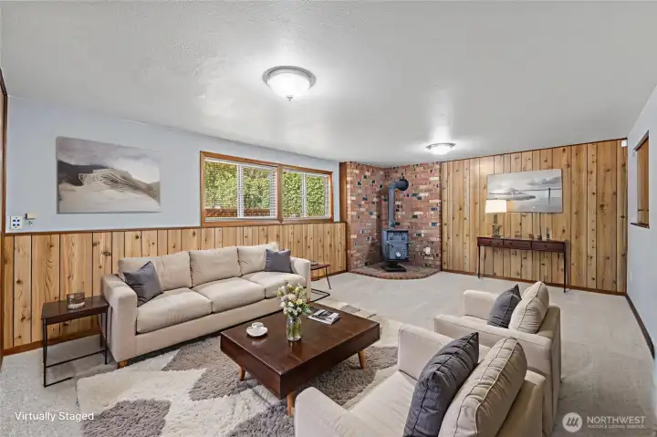 Virtually Staged lower level bonus room