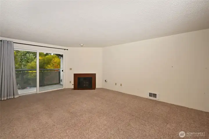 Living room opens to the covered deck