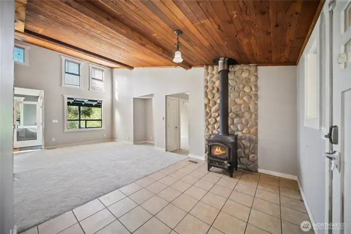 Wood burning stove.